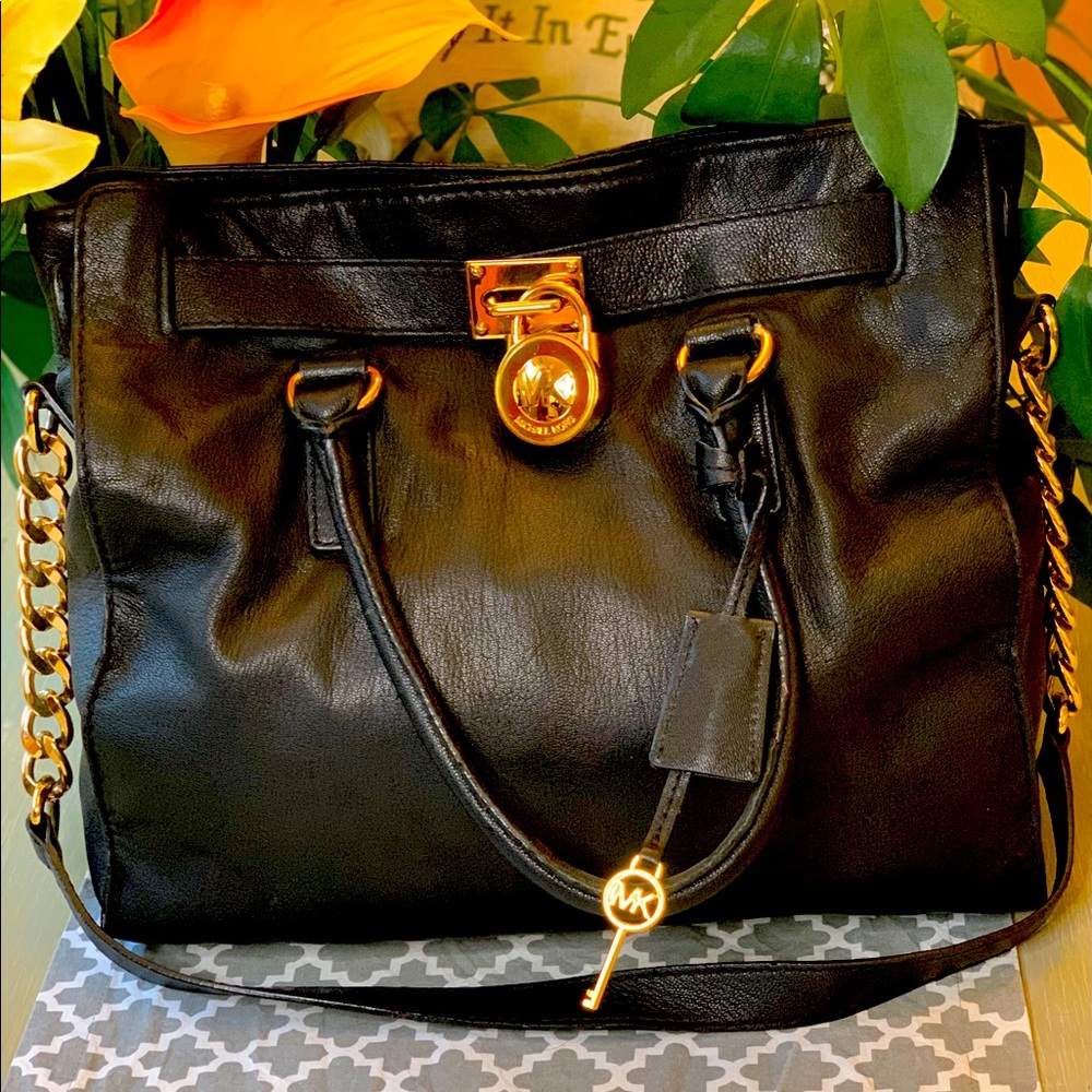 Michael Kors large Hamilton soft leather black bag